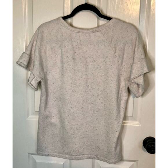 Old Navy Cream Speckled Short Sleeve Sweatshirt Top Ruffle Sleeve Women's Small - Picture 7 of 7